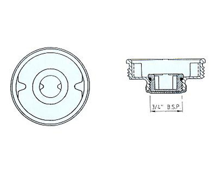 2” Nylon-Stopfen mit 3/4” Gewinde und Innenstopfen