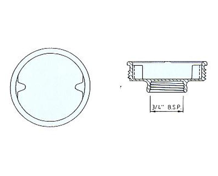 2” Nylon-Stopfen mit 3/4” Loch und Innengewinde