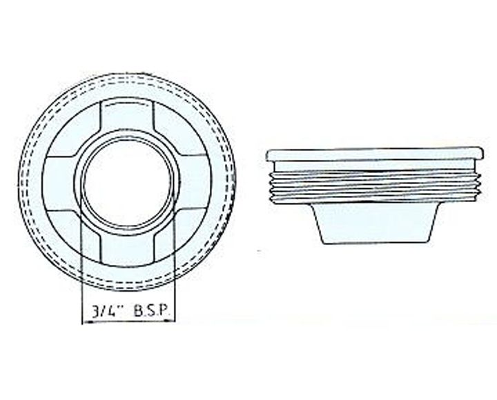 2” PP Stopfen BSP Gewinde mit 3/4” Loch